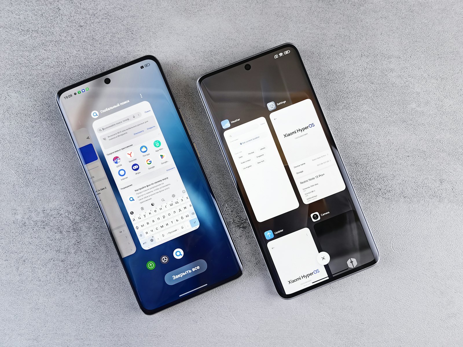 Two phones side by side, each showing a finished profile page.